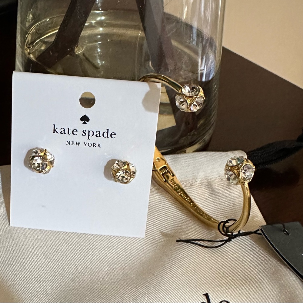 NWT kate spade Lady Marmalade bundle hinged bracelet and earrings with d…